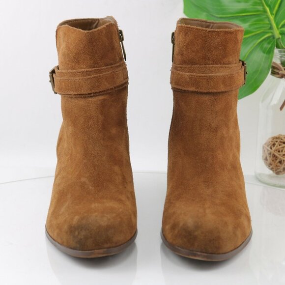 Sam Edelman Womens Lynne Boot Size 10 Camel Suede  Block Heel Ankle Strap Boho - Picture 3 of 12